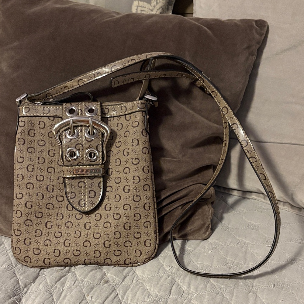 Vintage Guess Tan/Brown Crossbody Bag